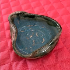 Handcrafted Ceramic Dish - Green and Brown
